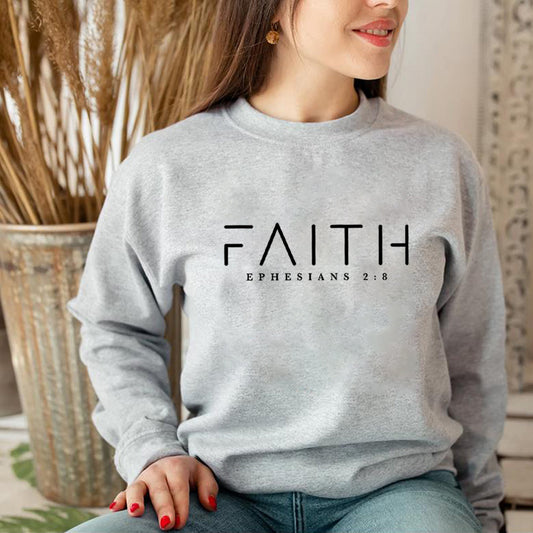 Faith Scripture Sweatshirt - Ephesians 2:8 Inspirational Christian Keepsake