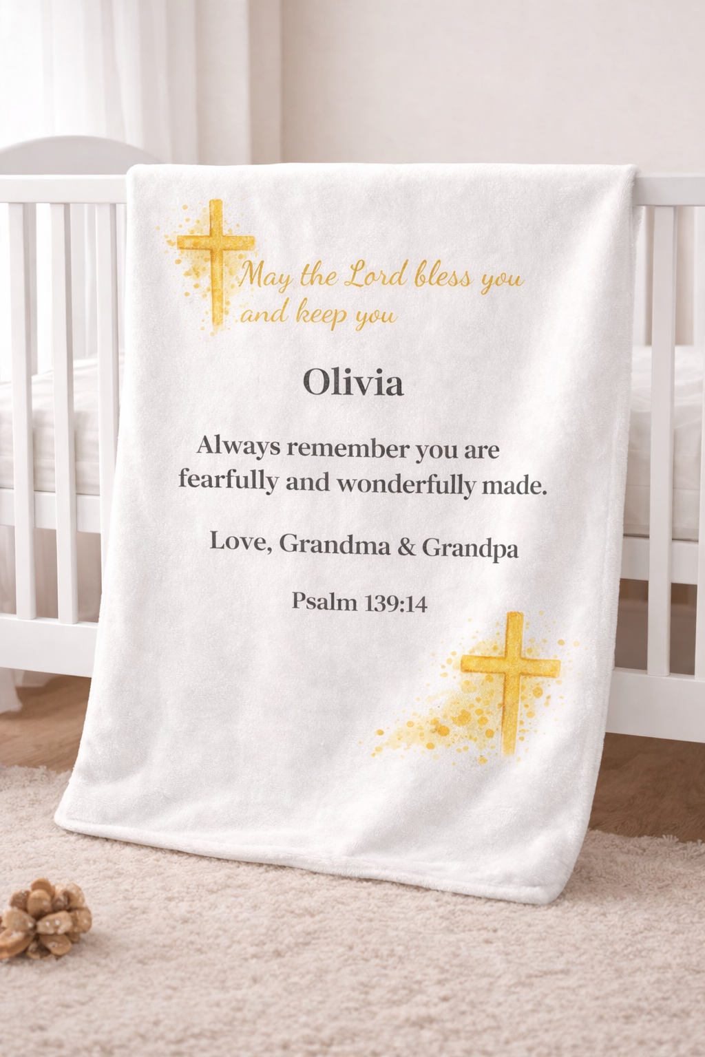 Wrapped in Faith™ – Personalized Baby Blessing Blanket