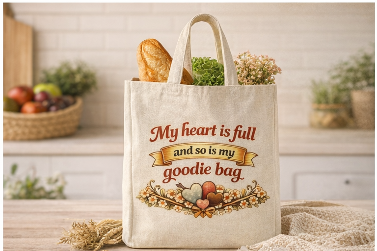 Grandma Goodie Bag Tote – “My Heart Is Full” Canvas Gift Bag